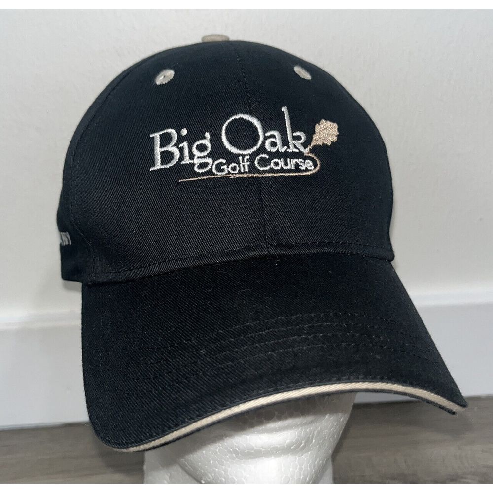 Vintage Big Oak Golf Course Baseball Hat Black Ahead Golfer Geneva NY